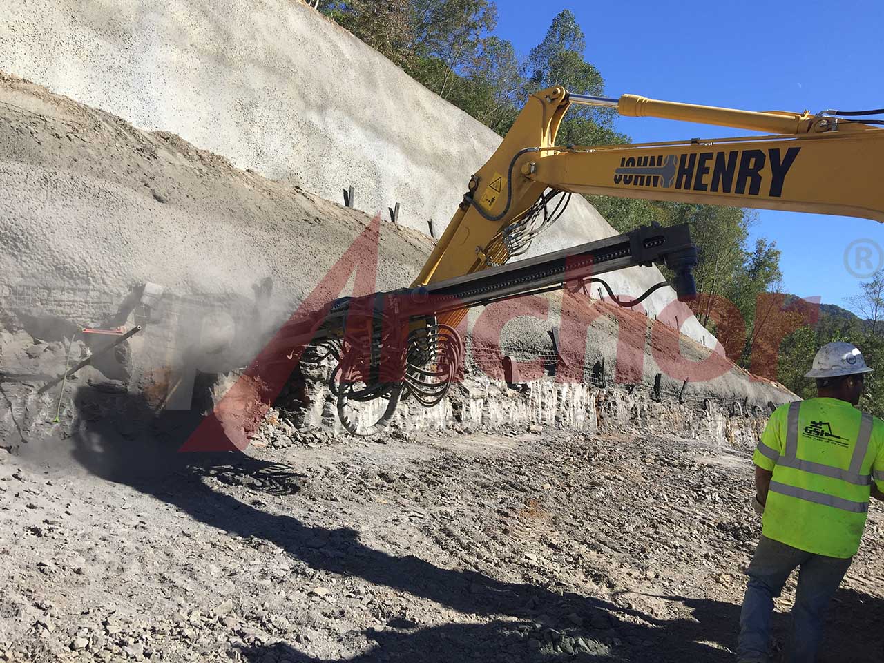 Construction site using SupAnchor self drilling anchor system