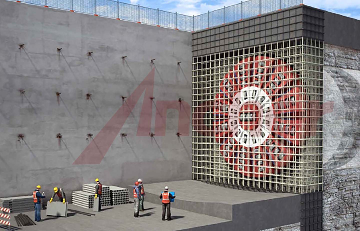 Construction site using SupAnchor self drilling anchor system