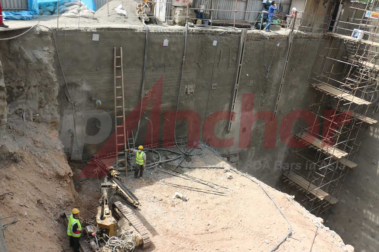 Construction site using SupAnchor self drilling anchor system