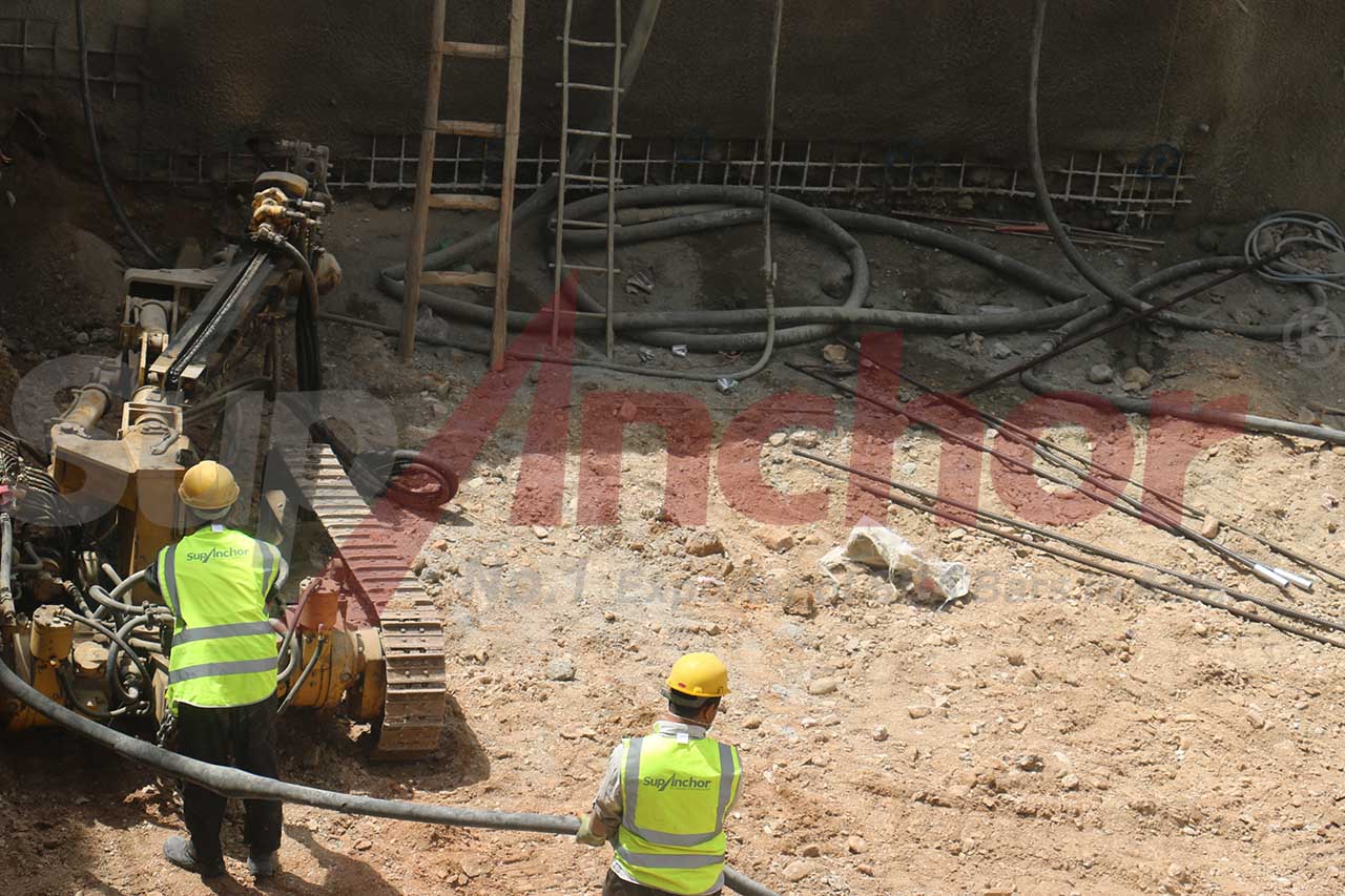 Construction site using SupAnchor self drilling anchor system
