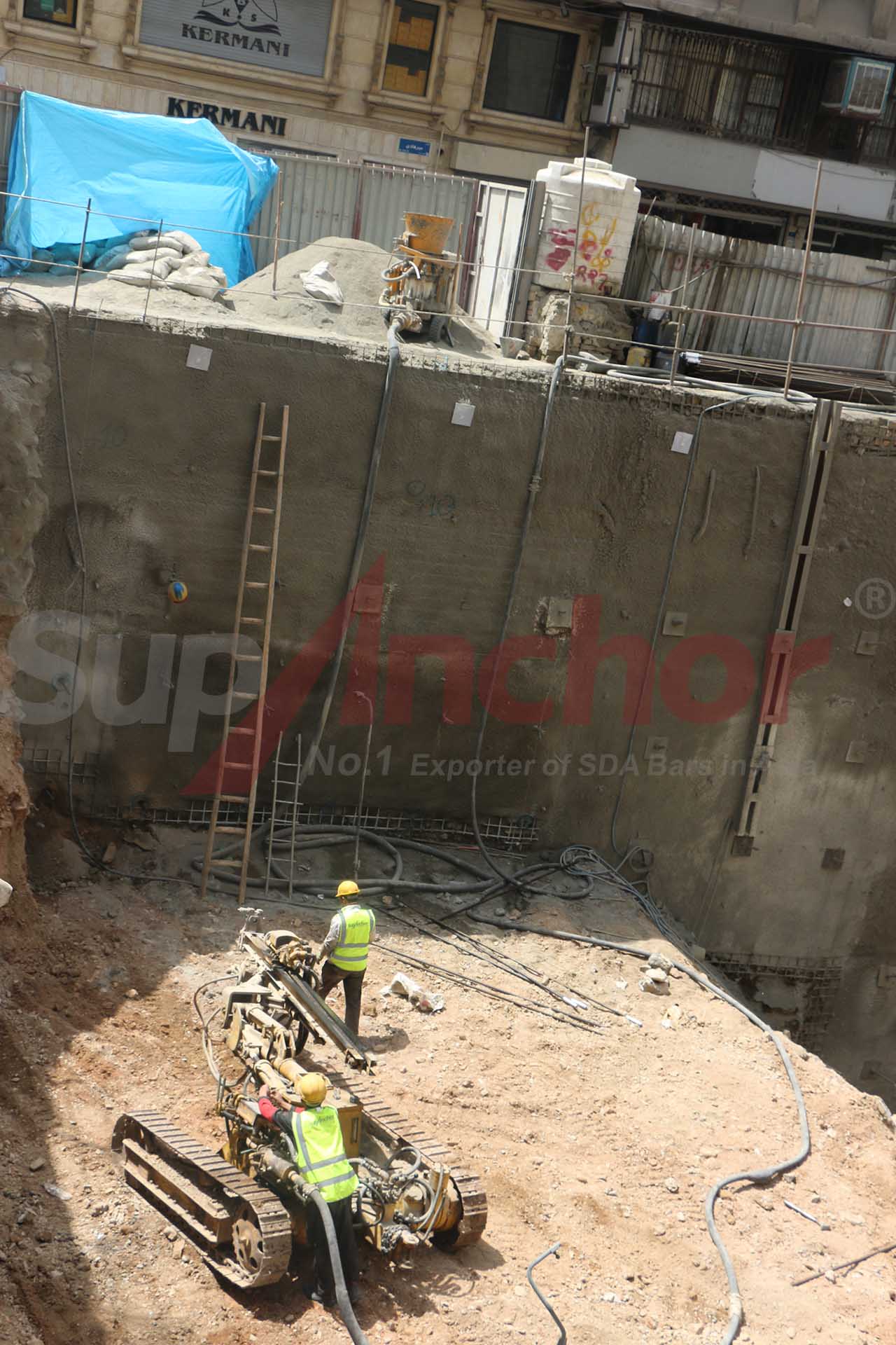 Construction site using SupAnchor self drilling anchor system