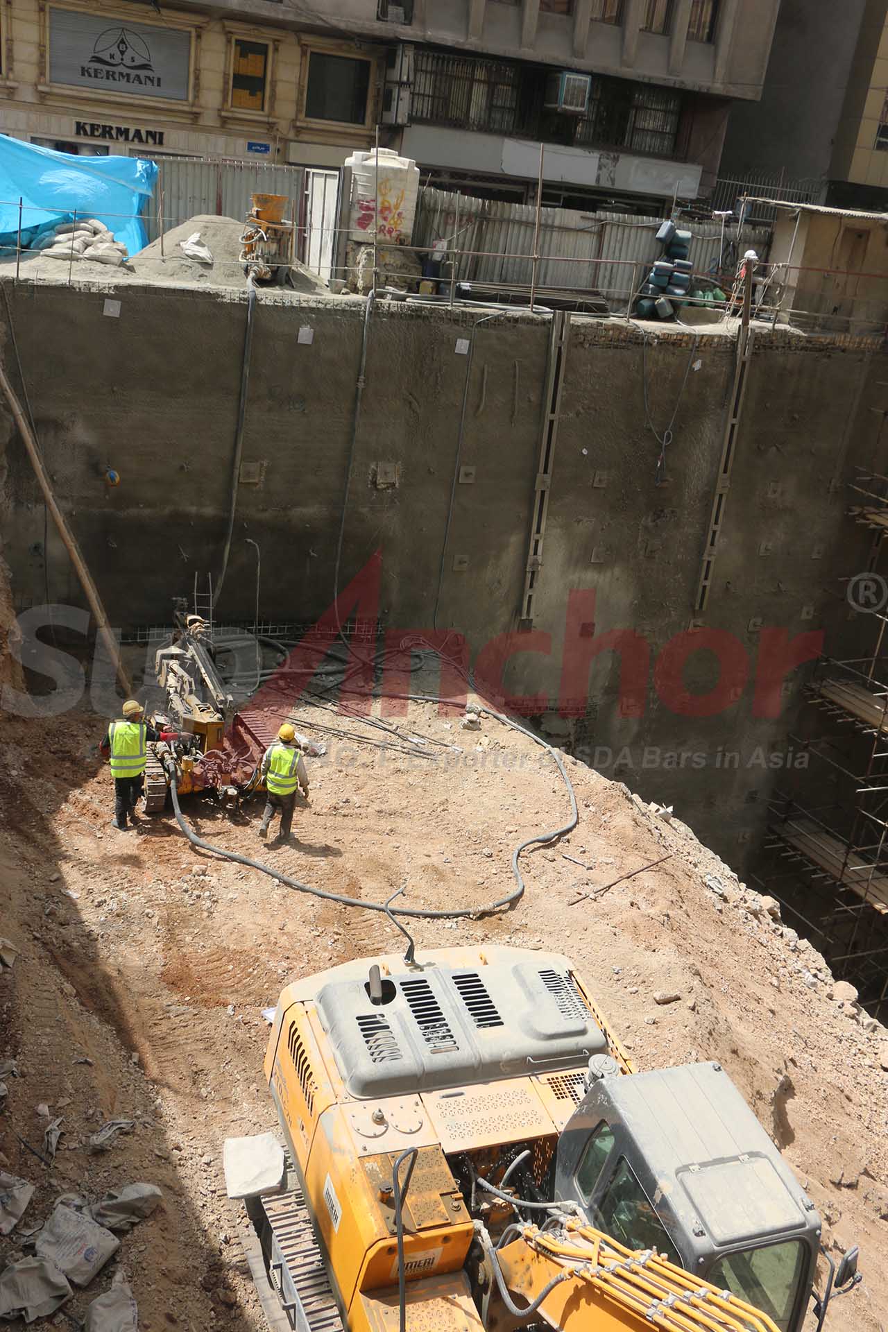 Construction site using SupAnchor self drilling anchor system