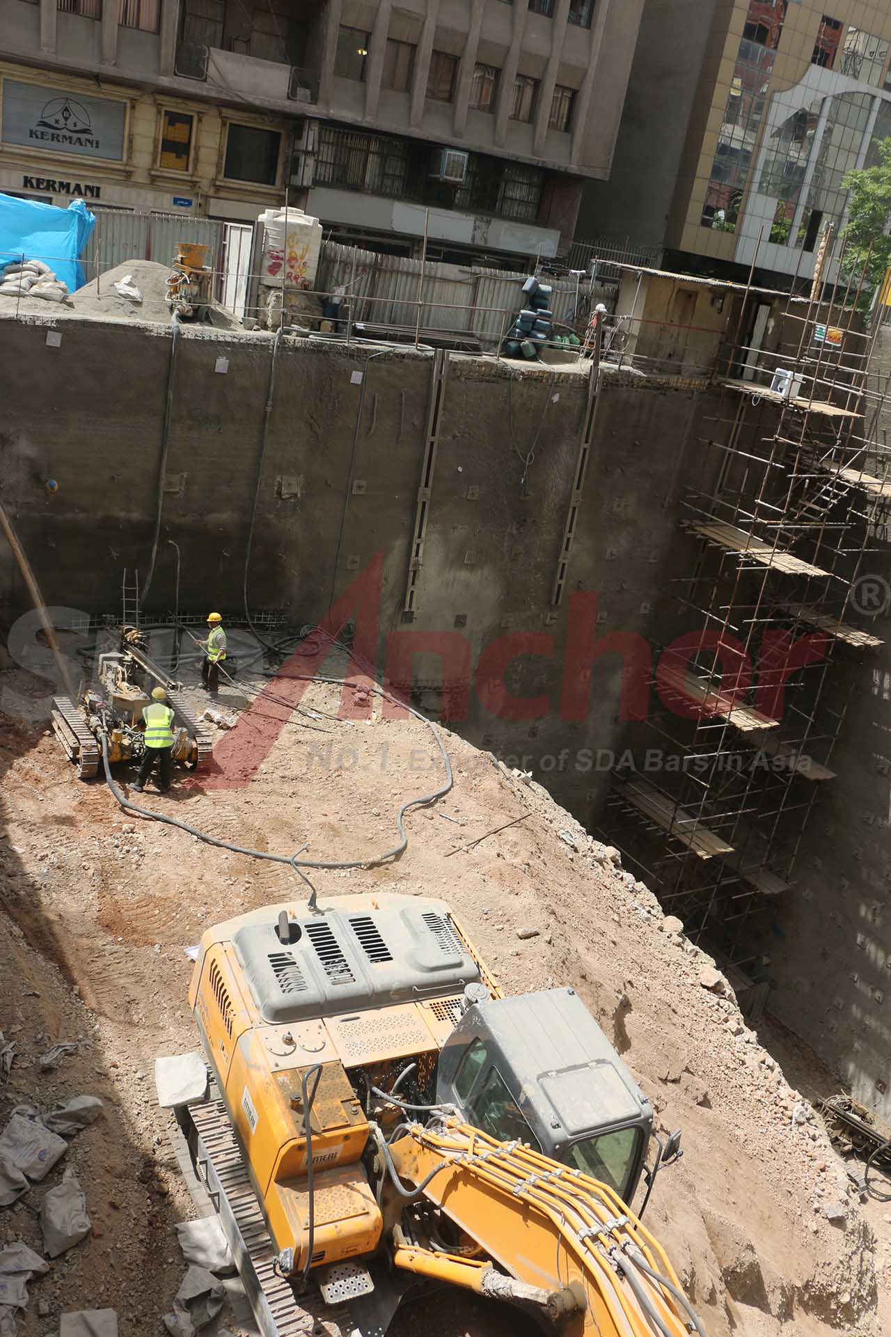 Construction site using SupAnchor self drilling anchor system