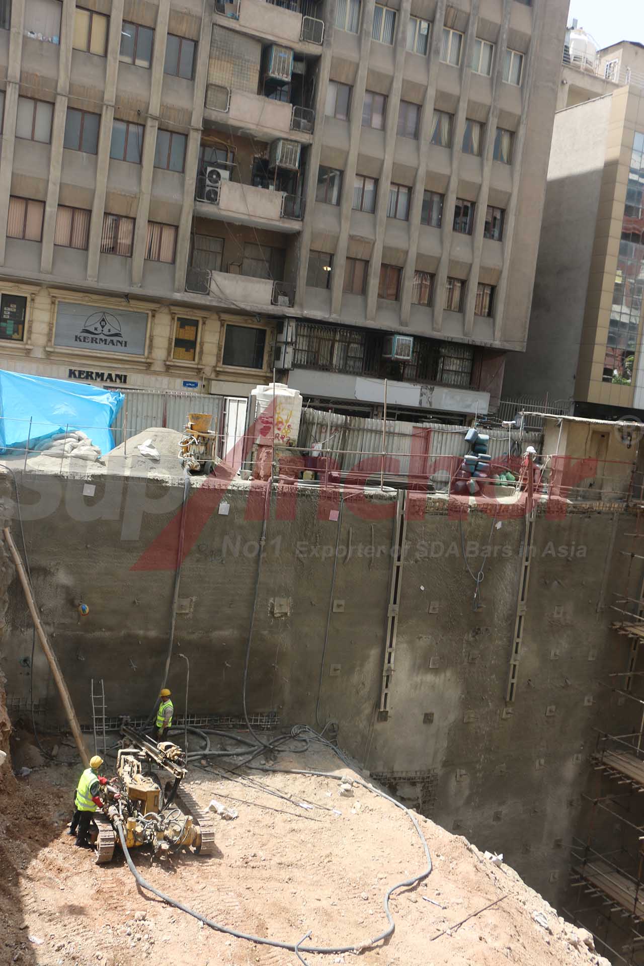 Construction site using SupAnchor self drilling anchor system