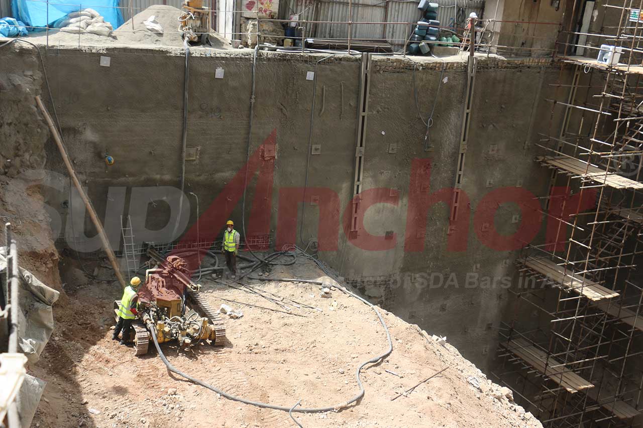 Construction site using SupAnchor self drilling anchor system