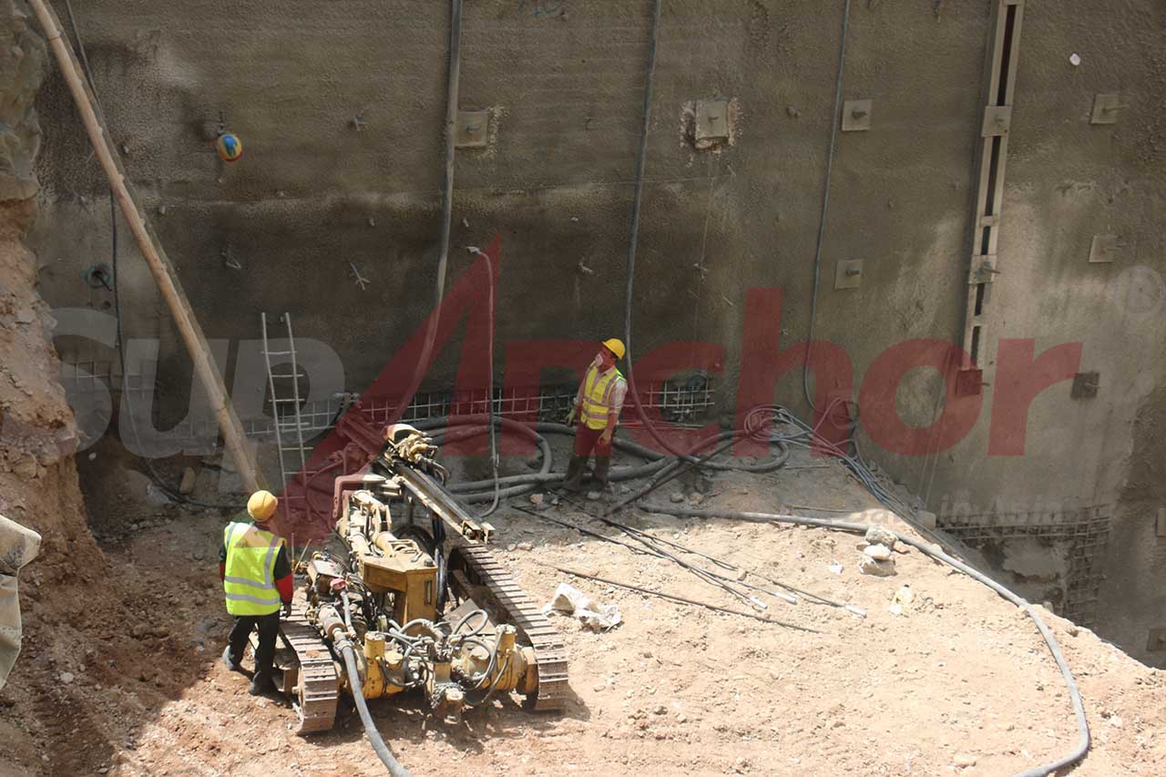 Construction site using SupAnchor self drilling anchor system