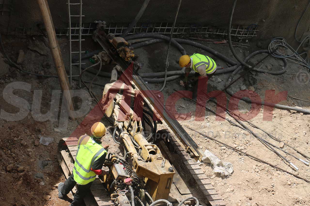 Construction site using SupAnchor self drilling anchor system