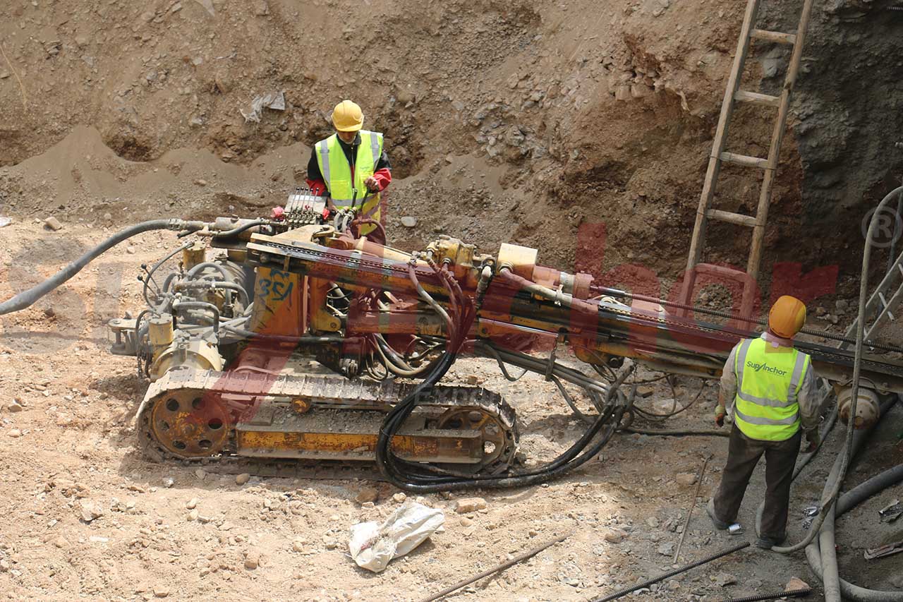 Construction site using SupAnchor self drilling anchor system