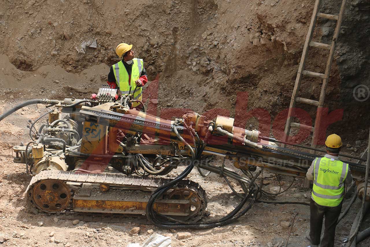 Construction site using SupAnchor self drilling anchor system