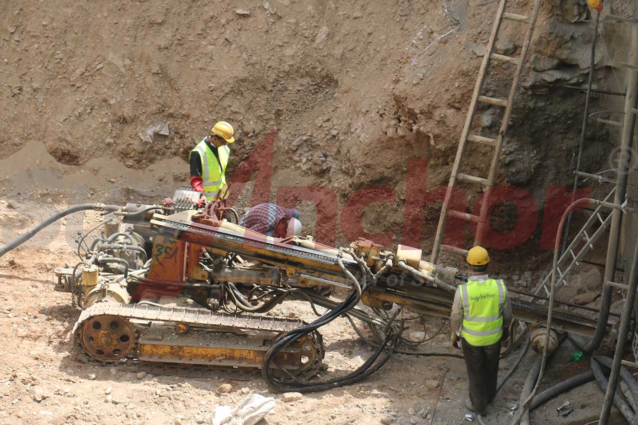 Construction site using SupAnchor self drilling anchor system