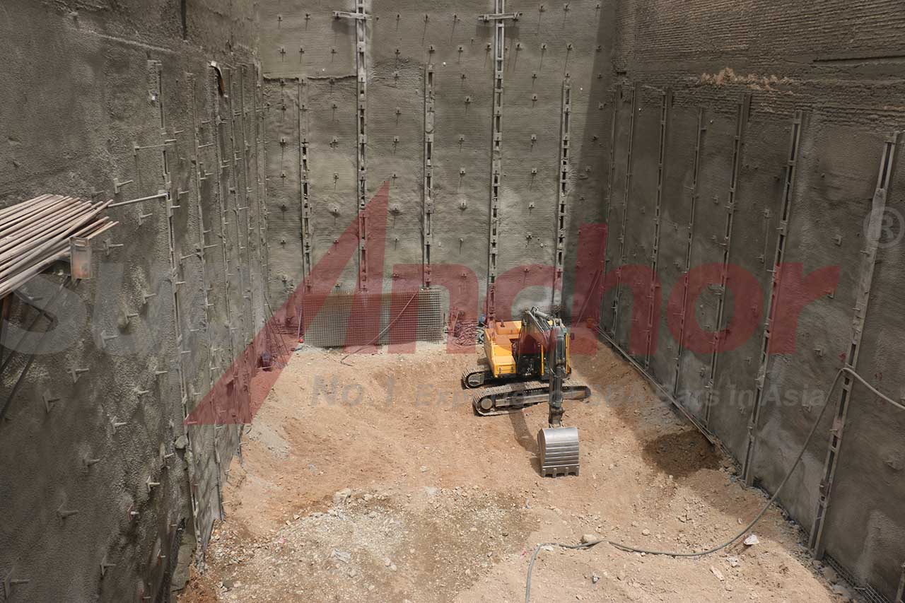 Construction site using SupAnchor self drilling anchor system