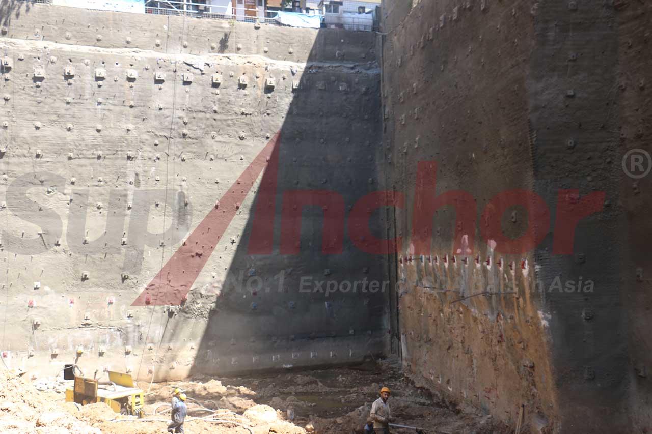 Construction site using SupAnchor self drilling anchor system