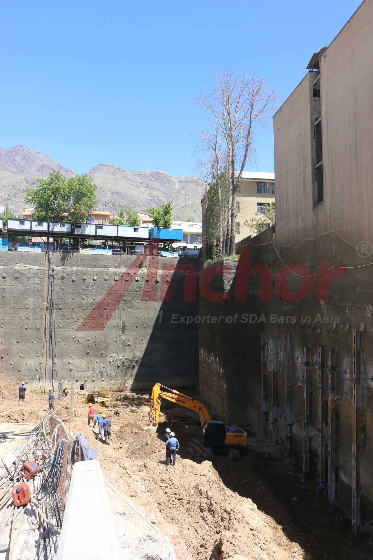 Construction site using SupAnchor self drilling anchor system