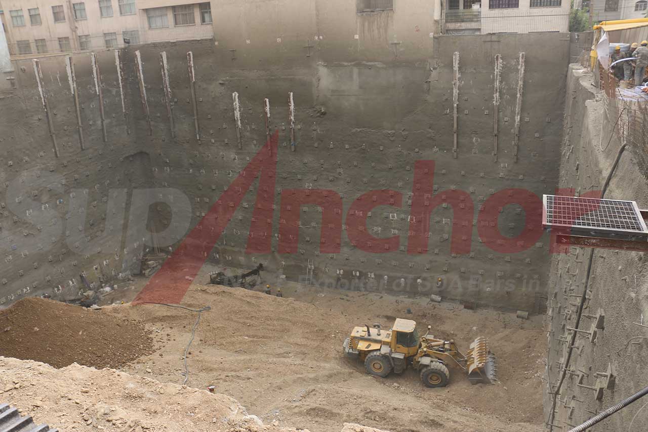 Construction site using SupAnchor self drilling anchor system
