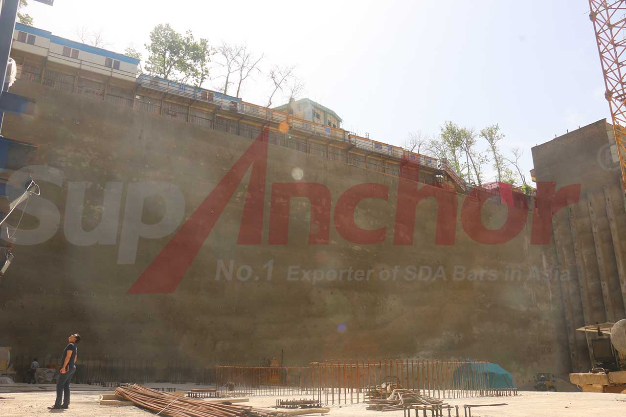 Construction site using SupAnchor self drilling anchor system