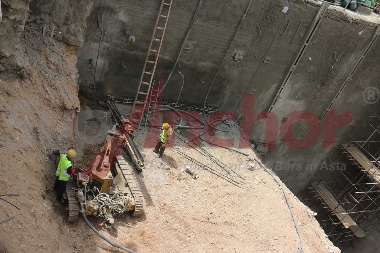 Construction site using SupAnchor self drilling anchor system